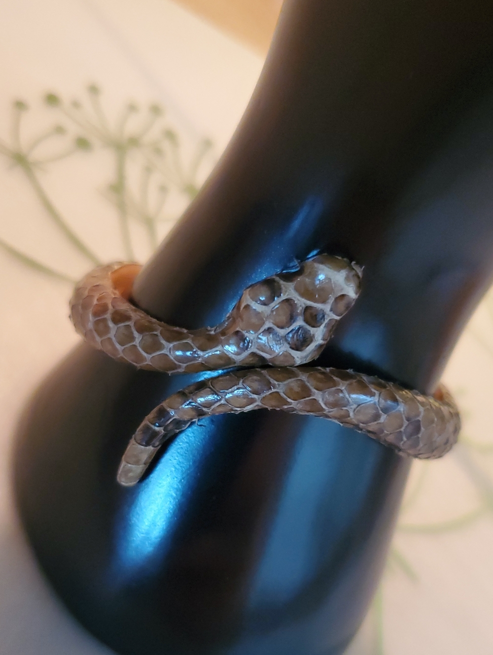 Vintage 80's Brown Snakeskin Coiled Snake Wrap Bracelet Brown
